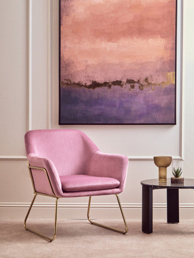Xander Accent Chair | Pink Velvet Accent Chair with Brushed Gold Finish Legs