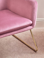 Xander Accent Chair | Pink Velvet Accent Chair with Brushed Gold Finish Legs