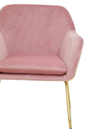 Xander Accent Chair | Pink Velvet Accent Chair with Brushed Gold Finish Legs
