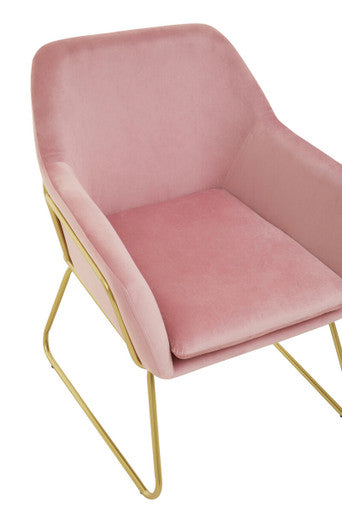 Xander Accent Chair | Pink Velvet Accent Chair with Brushed Gold Finish Legs