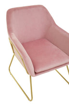 Xander Accent Chair | Pink Velvet Accent Chair with Brushed Gold Finish Legs
