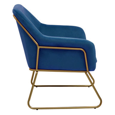 Xander Accent Chair | Midnight Blue Velvet Accent Chair with Brushed Gold Legs