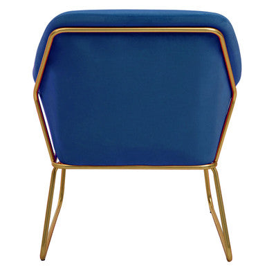 Xander Accent Chair | Midnight Blue Velvet Accent Chair with Brushed Gold Legs