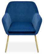 Xander Accent Chair | Midnight Blue Velvet Accent Chair with Brushed Gold Legs