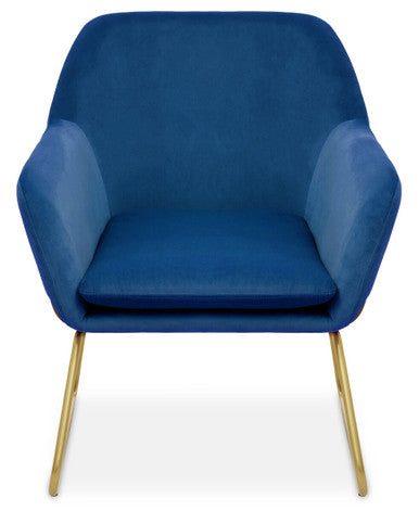 Xander Accent Chair | Midnight Blue Velvet Accent Chair with Brushed Gold Legs