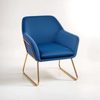 Xander Accent Chair | Midnight Blue Velvet Accent Chair with Brushed Gold Legs