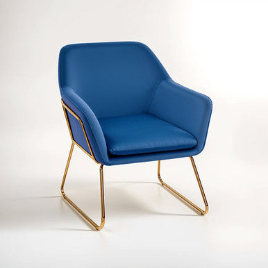 Xander Accent Chair | Midnight Blue Velvet Accent Chair with Brushed Gold Legs