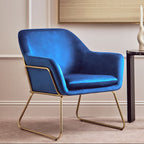 Xander Accent Chair | Midnight Blue Velvet Accent Chair with Brushed Gold Legs
