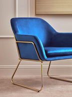 Xander Accent Chair | Midnight Blue Velvet Accent Chair with Brushed Gold Legs