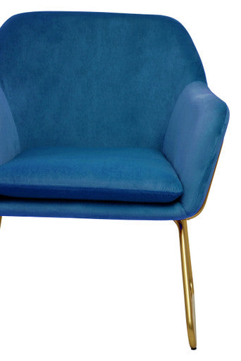 Xander Accent Chair | Midnight Blue Velvet Accent Chair with Brushed Gold Legs