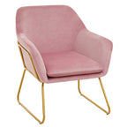 Xander Accent Chair | Pink Velvet Accent Chair with Gold Finish Legs