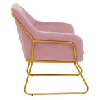 Xander Accent Chair | Pink Velvet Accent Chair with Gold Finish Legs
