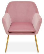 Xander Accent Chair | Pink Velvet Accent Chair with Gold Finish Legs