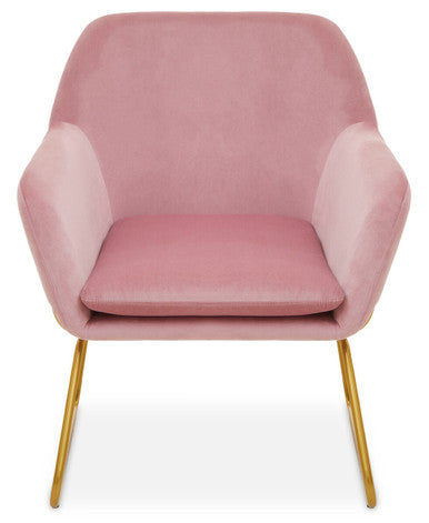Xander Accent Chair | Pink Velvet Accent Chair with Gold Finish Legs