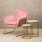 Xander Accent Chair | Pink Velvet Accent Chair with Gold Finish Legs