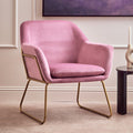 Xander Accent Chair | Pink Velvet Accent Chair with Gold Finish Legs