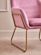 Xander Accent Chair | Pink Velvet Accent Chair with Gold Finish Legs