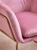 Xander Accent Chair | Pink Velvet Accent Chair with Gold Finish Legs