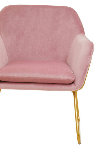 Xander Accent Chair | Pink Velvet Accent Chair with Gold Finish Legs