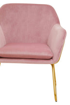 Xander Accent Chair | Pink Velvet Accent Chair with Gold Finish Legs