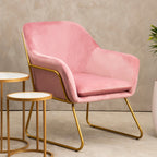 Xander Accent Chair | Pink Velvet Accent Chair with Gold Finish Legs