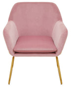 Xander Accent Chair | Pink Velvet Accent Chair with Gold Finish Legs