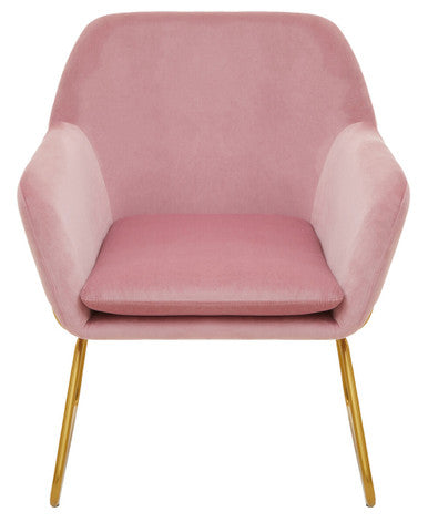 Xander Accent Chair | Pink Velvet Accent Chair with Gold Finish Legs