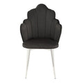 Tian Dining Chair | Black Velvet Scalloped Dining Chair with Chrome Legs