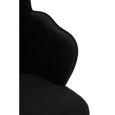 Tian Dining Chair | Black Velvet Scalloped Dining Chair with Chrome Legs