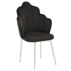 Tian Dining Chair | Black Velvet Scalloped Dining Chair with Chrome Legs