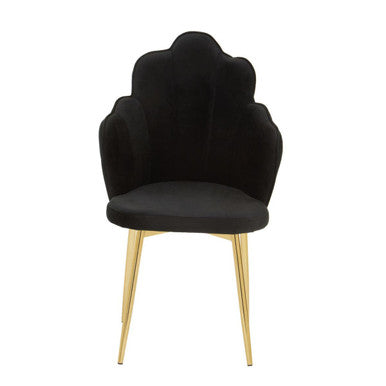 Tian Dining Chair | Black Velvet Scalloped Dining Chair