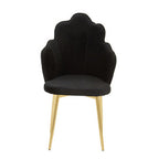 Tian Dining Chair | Black Velvet Scalloped Dining Chair