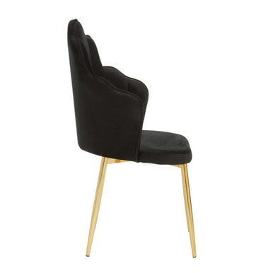 Tian Dining Chair | Black Velvet Scalloped Dining Chair