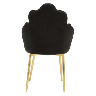 Tian Dining Chair | Black Velvet Scalloped Dining Chair