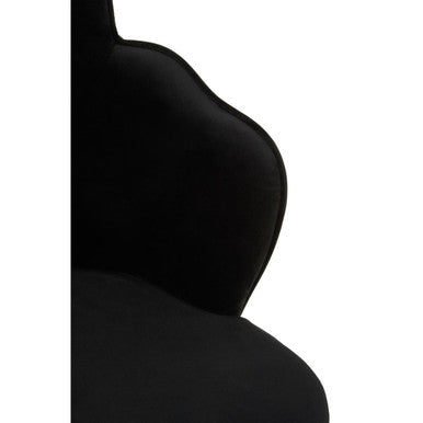 Tian Dining Chair | Black Velvet Scalloped Dining Chair