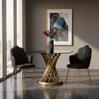 Tian Dining Chair | Black Velvet Scalloped Dining Chair