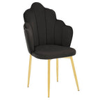 Tian Dining Chair | Black Velvet Scalloped Dining Chair
