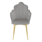 Tian Dining Chair | Grey Velvet Scalloped Dining Chair