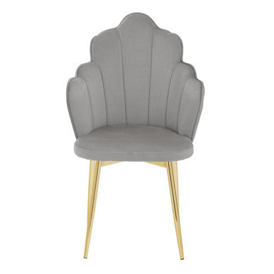 Tian Dining Chair | Grey Velvet Scalloped Dining Chair
