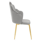 Tian Dining Chair | Grey Velvet Scalloped Dining Chair