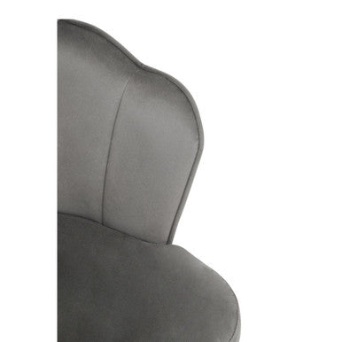 Tian Dining Chair | Grey Velvet Scalloped Dining Chair