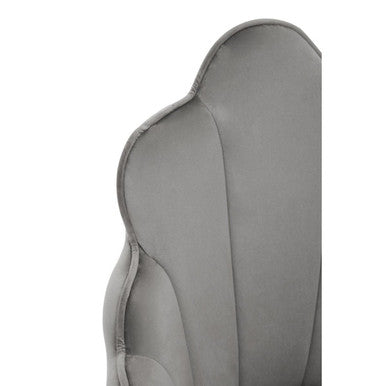 Tian Dining Chair | Grey Velvet Scalloped Dining Chair
