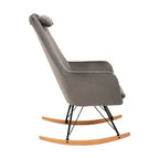 Stockholm Rocking Chair | Grey Velvet High Back Rocking Chair