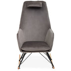 Stockholm Rocking Chair | Grey Velvet High Back Rocking Chair