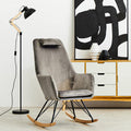 Stockholm Rocking Chair | Grey Velvet High Back Rocking Chair