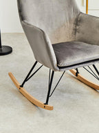 Stockholm Rocking Chair | Grey Velvet High Back Rocking Chair