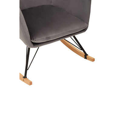 Stockholm Rocking Chair | Grey Velvet High Back Rocking Chair