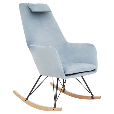 Stockholm Rocking Chair | Blue Velvet High Back Rocking Chair