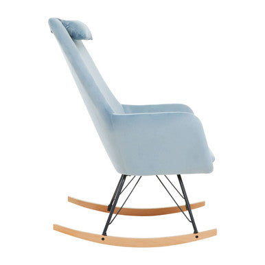 Stockholm Rocking Chair | Blue Velvet High Back Rocking Chair