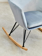 Stockholm Rocking Chair | Blue Velvet High Back Rocking Chair